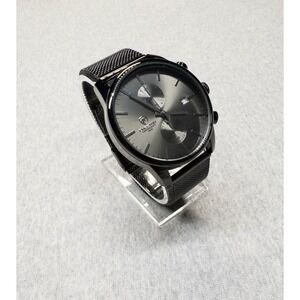 NIB Cheetah CH-1604 Mens Sport Black Mesh Stainless Steel Chronograph Watch 42mm